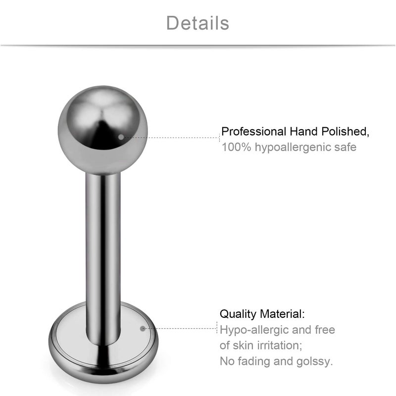 SCERRING 2PCS 16g G23 Titanium Labret Monroe Lip Tragus Cartilage Earring Ring Stud Piercing Jewelry 6mm - Image 3